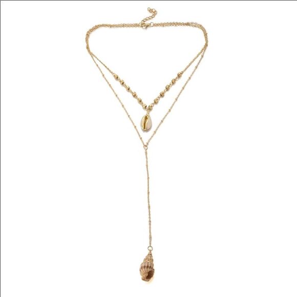 Gorgeous SeaShell Double Layered Gold Necklace (V2 - Picture 5 of 7